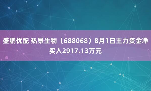 盛鹏优配 热景生物（688068）8月1日主力资金净买入2917.13万元