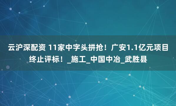 云沪深配资 11家中字头拼抢！广安1.1亿元项目终止评标！_施工_中国中冶_武胜县