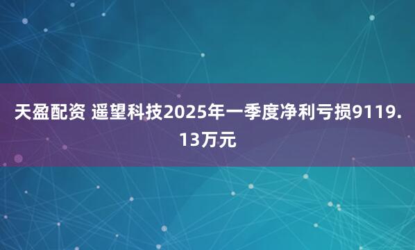 天盈配资 遥望科技2025年一季度净利亏损9119.13万元